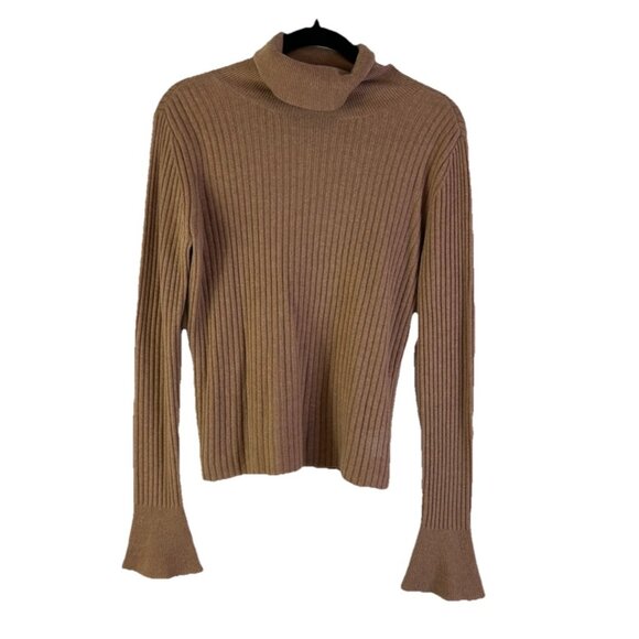 Vintage 90s Cashmere Ribbed Knit Turtleneck Sweater Quiet Luxury - Picture 1 of 9